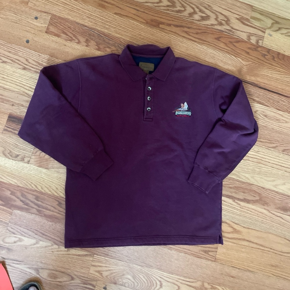 Vintage Browning Rifles Hunting Shirt size L l/s Polo